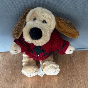 Plush Dog Stuffed Animal with Red Sweater